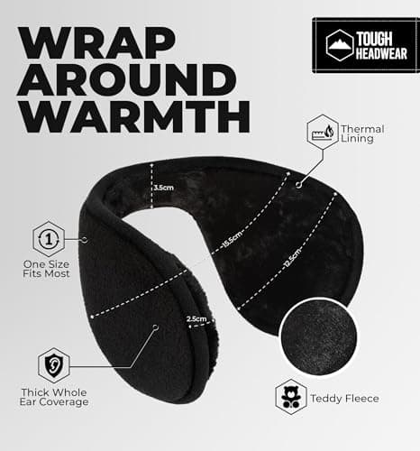 Tough Headwear Tough Headwear Warm Winter Ear Muffs For Men Women, Earmuffs Behind the Head, Fleece Ear Warmers, Ear Covers for Cold Weather