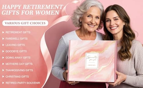 Happy Retirement Gift for Woman 2025, Funny Retirement Gifts for Women Coworkers, Cool Retired Gifts for Retirees Women Teacher Nurse Boss Friend Mom Grandma, Farewell Leaving Gift w/ Canvas Tote Bag