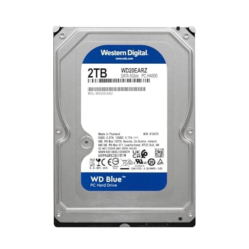 Western Digital 2TB WD Blue PC Internal Hard Drive HDD - 5400 RPM, SATA 6 Gb/s, 64 MB Cache, 3.5" - WD20EARZ (Renewed)