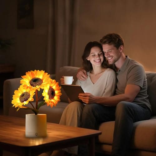 Sunflower Flower Lamp Gifts for Women, Birthday Christmas Ideal Gifts for Women Mom Granddaughter Girlfriend Friend Wife Anniversary Birthday, Bedroom Bar Coffee Shop Sunflower Night Light Lamp Decor