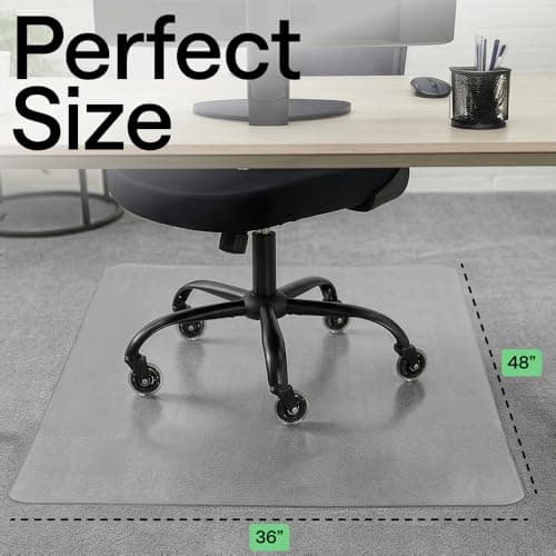 GORILLA GRIP Slip Resistant Clear Office Chair Mat for Carpet Floors, 36x48 Smooth Rolling Glide Under Desk, Heavy Duty Plastic Computer Mats and Carpeted Floor Protector, Work and Gaming Chairs