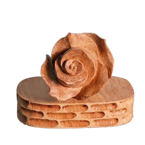 Camellia Bees Wooden Rose, Wood Anniversary Flower Gift for Valentines, Mothers Day, 5th Wedding Anniversary, Wooden Handmade Gift for Wife Husband Couple (5th Wood)