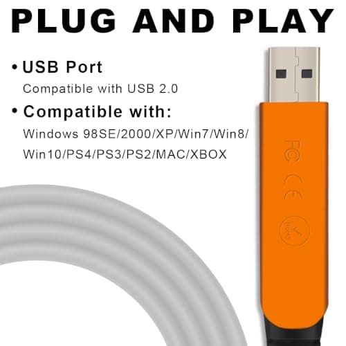 HixYaxi USB Guitar Cable for Instruments Recording 10FT USB-A to 6.35mm 1/4 TS Gold-Plated Cable Audio Adapter for Eletronic Guitar, Bass, Piano Recording Compatible with PC, Mac etc. - 10FT/3.1M