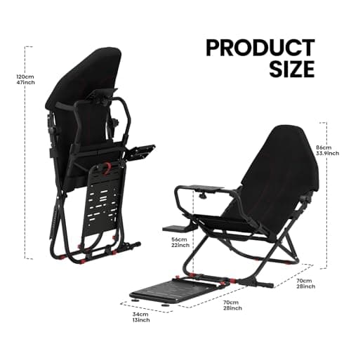 RACGTING Racing Simulator Cockpit for G29/G920/G923, Foldable & Adjustable Racing Seat for Thrustmaster T300RS/248/T-GT II, Fanatec CSL DD/GT DD Pro/ClubSport DD/DD+, MOZA R5, SIMAGIC Alpha Mini