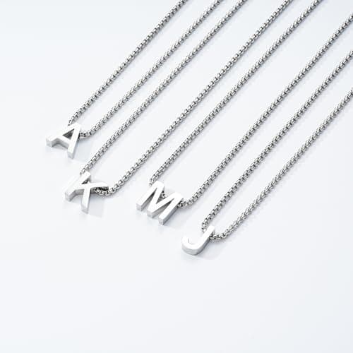 Initial A-Z Letter Necklace Gifts for Boys Men, Stainless Steel Letter Pendant Christmas Stocking Stuffers Birthday Jewelry Gifts Ideas for Teens Teenage Kids Him