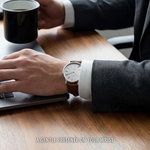 Infantry MDC Mens Minimalist Watch - 6.5mm Ultra Thin Business Casual Wrist Watches for Men,Big Face Analog Quartz Watch with Brown Leather Band, Professional Man's Gift