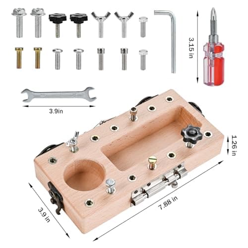 Montessori Screwdriver Board Set with Lock and Key, Montessori Toys for 3 4 5 Year Old, Wooden Screw Driver Activities Tools, Fine Motor Skills Preschool Learning Sensory Toy B0G4VS2511