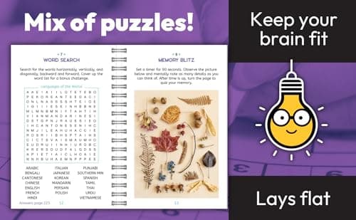 Large Print Memory Puzzles: 175+ Puzzles and Activities for Adults to Exercise Memory and Improve Focus - Includes Spiral Bound / Lay Flat Design and ... Font for Easy Reading (Brain Busters) 1646385039