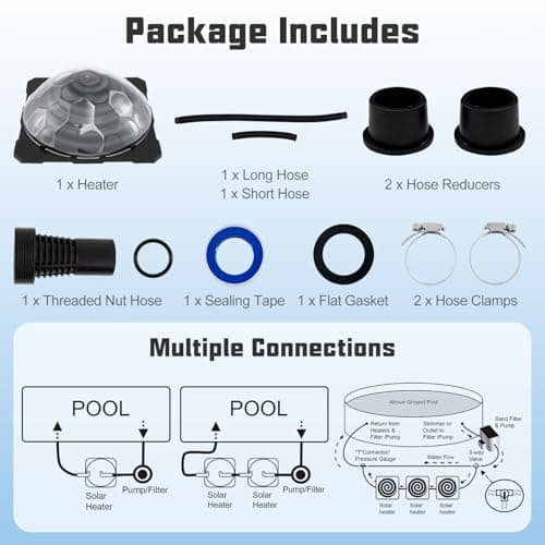 Goplus Solar Pool Heater Above Ground, Inground Swimming Pool Dorm Heater with Rotatable Hose Connectors and Foldable Legs, Solar Powered Water Heating