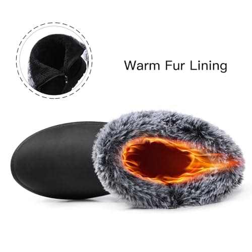 SHIBEVER Women's Snow Boots Winter Fur Lined Waterproof Anti-Slip Booties Women Ankle Snow Boots