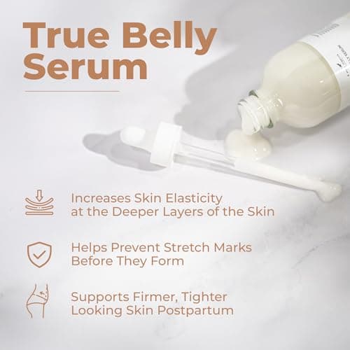 Triple-Weighted Hyaluronic Acid, Centella Asiatica, Supports Hydration & Skin Elasticity, Made in USA in Small Batches 8 Sheep True Belly Serum, Pregnancy-Safe Belly Oil, 4 FL OZ B0FVG9NS7G
