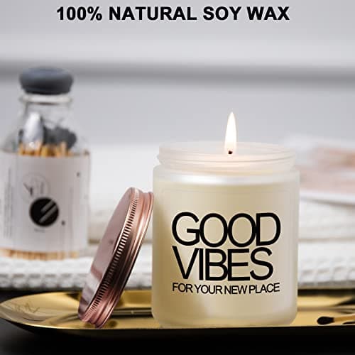 House Warming Gifts New Home, New Home Gifts, Good Vibes Candle, New House Essentials Best Presents for Women Couple Friends - Lavender Candles
