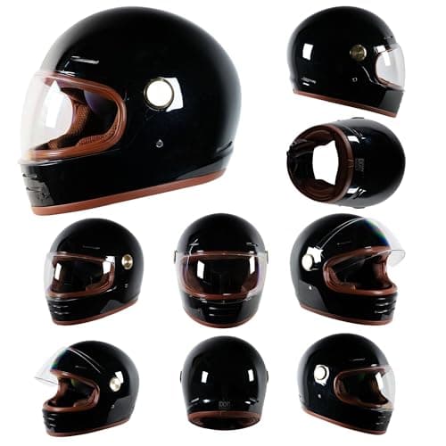 Retro Motorcycle Helmet for Adults?Vintage Full Face Helmet with Ventilation System, Waterproof Design for Motorcycle Riding