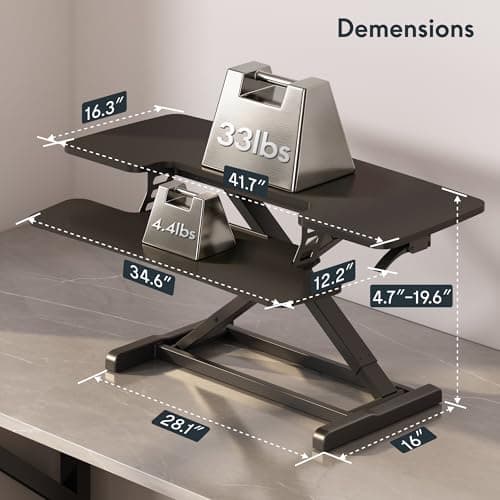 FLEXISPOT Standing Desk Converter 42" Extra Large Desk Riser, Spacious Desktop Riser Sit Stand Computer Workstation with Wide Keyboard Tray, Ergonomic Height Adjustable Stand Up Desk Converter, Black