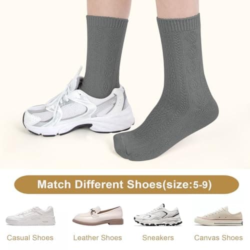 Athletic, Breathable, Warm, Soft, Comfortable, Calf, Gifts, Casual, Size 5-9, Fall Justay Crew Socks for Women, Cute Knit Boot Dress Cotton Socks B0C68LX55L