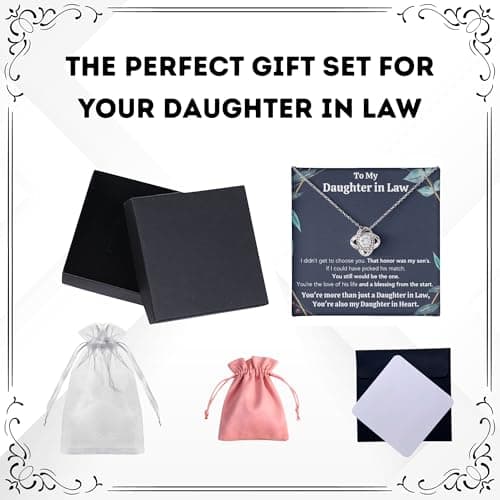 Daughter in Law Gifts Necklace From Mother in Law To My Bonus Daughter Honor Pendant Jewelry with Message Card and Box (Standard Box, Honor Gift Set)