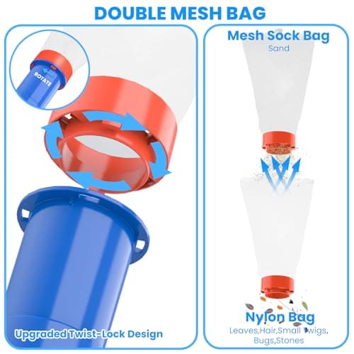 Poolvio Pool Cleaning Kit with Spa Jet Vacuum Cleaner, 8-Foot Pole, Leaf Rake Net & Round Brush for Inflatable and Above-Ground Pools