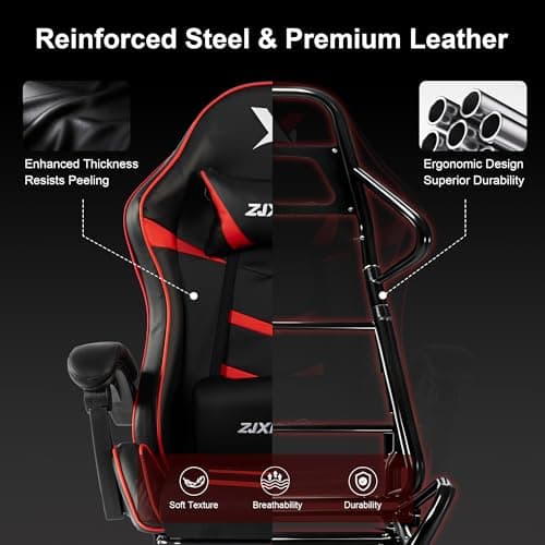 Ergonomic Gaming Chair for Adults, Reclining Computer Office Desk Chair with Footrest, Pocket Spring Cushion,Linkage Armrests, Lumbar Support & Headrest, Heavy-Duty Enlarged Metal Base,Red