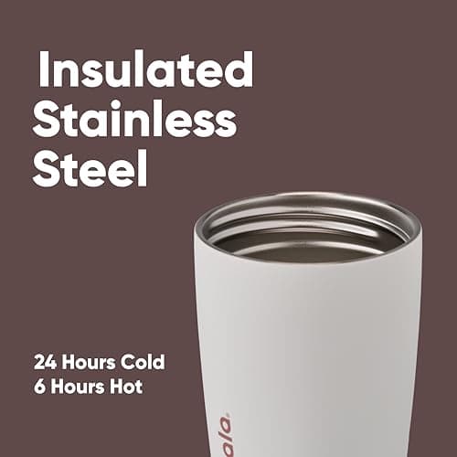 Owala SmoothSip Slider Insulated Stainless Steel Coffee Tumbler, Reusable Iced Coffee Cup, Hot Coffee Travel Mug, BPA Free 20 oz, Vanilla Bean B0DF49ML4P