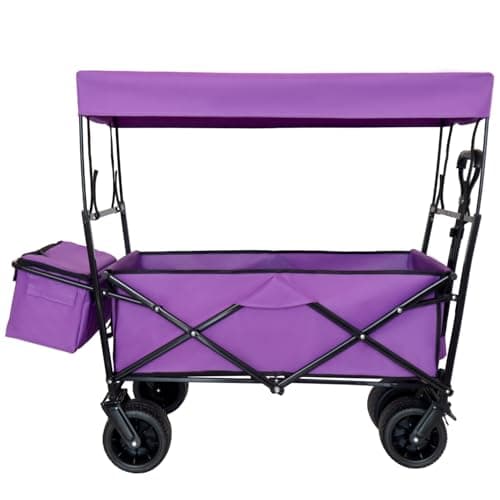 480Lbs Collapsible Wagon with Canopy Steel Large Capacity Camping, Shopping, Sports, Garden Outdoor-Ready