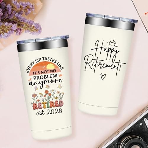 Happy Retirement Gifts for Coworker, Teachers, Nurse, Friends, Family - Every Sip Tastes Like It's Not My Problem Anymore Grifarny Retirement Gift for Woman 2026 - Retirement Tumbler Cup 20 oz B0GVDQD9N9