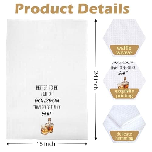Funny Whiskey Kitchen Towels 16x24 Inch, Bourbon Gifts for Men Women Decorative Hand Towels, Alcohol Lovers Gifts Dish Tea Bar Towel for Kitchen Bar Cart Decor