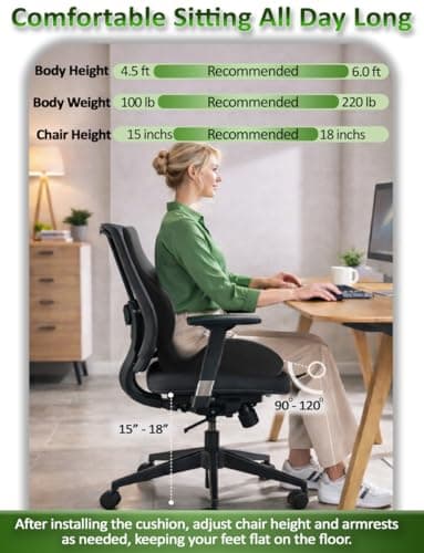 Ergonomic Memory Foam Seat Cushion for Office Chair, Car Seat, Dining, Gaming Chair & Wheelchair, Full Back & Lumbar Support Pillow One Piece, Back Pain Relief, Coccyx, Tailbone & Sciatica Pain Relief