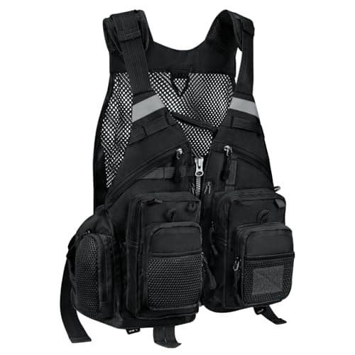 Gonex Fly Fishing Vest for Men Women, Comfortable Adjustable Fishing Vest with Multi-Pockets Reflective Stripes