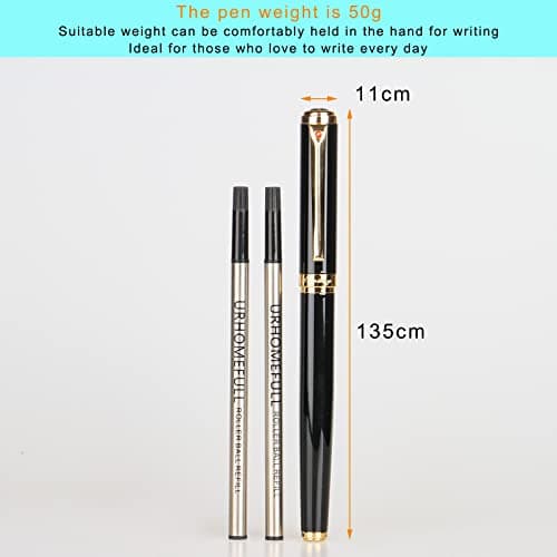 Stunning Luxury Rollerball Pen with 24K Gold Trim,Switzerland Tip with Black Ink Refills, Perfect BallPonit Pen Gift Set for Men Women, Fancy Writing Set for Business,Gloss Black