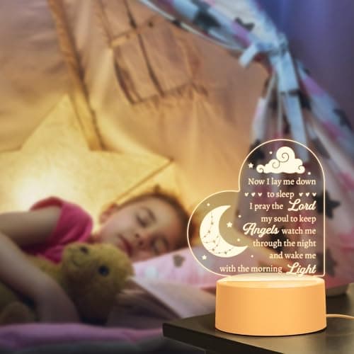 Baptism Gifts for Girl Boy, Nursery Decor Night Light Gifts for Bedtime Prayer, Baby Christening Gifts for Boys Girls, Dedication Gifts Baptismal Gifts Birthday Gifts for Kids, Baptism Decorations