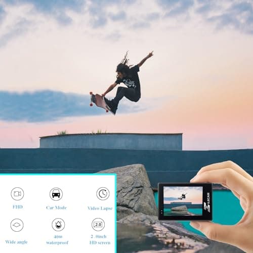 Xilecam Action Camera 1080P 30fps Sports Camera 40m/131ft Underwater Waterproof with 2 Batteries and Multi-Function Accessory