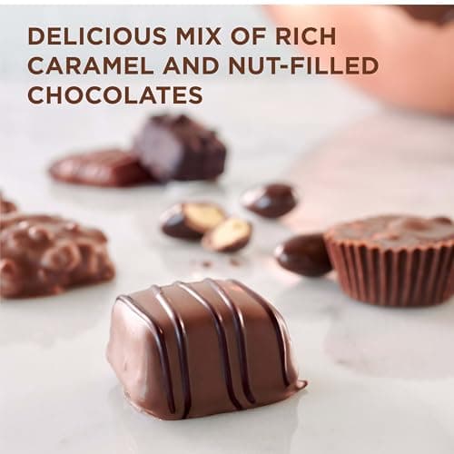 Russell Stover Caramel and Nuts in Milk and Dark Chocolate, Mother's Day Chocolate Gift Box, 9.4 Ounce