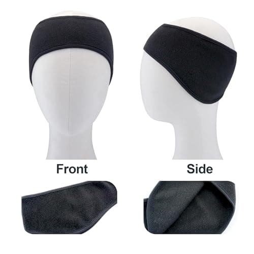 Medsuo 2 PCS Fleece Ear Warmers for Men Women, Soft Earmuffs Comfortable Winter Headband Ear Muffs Warm Ear Covers for Cold Weather Running Cycling Ski (Black)