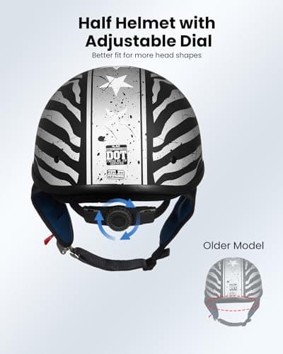 ILM Half Helmet Motorcycle Open Face Sun Visor Quick Release Buckle DOT Approved Cycling Motocross Suits Men Women 205V (M, Patriotic Flag)