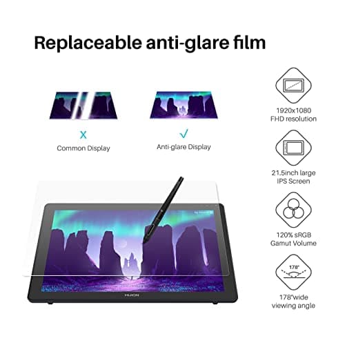 HUION KAMVAS 22 Drawing Tablet with Screen 120% sRGB PW517 Battery-Free Stylus Adjustable Stand, 21.5inch Pen Display for Windows PC, Mac, Android