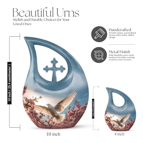 Dove Funeral Tiny Urn for Ashes, Memorial Gifts for Male & Female, Burial for Human Ashes, Tear Drop Cremation Urn for Brother & Sister, 3 Inch Keepsake B0FBWXDBQD