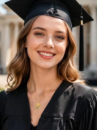 Graduation Gifts for Women Her, 18K Gold Heart Birthstone Necklace, Inspiring Grad Pendant College Seniors High School Graduations Jewelry Gifts B0H98Q1TH9