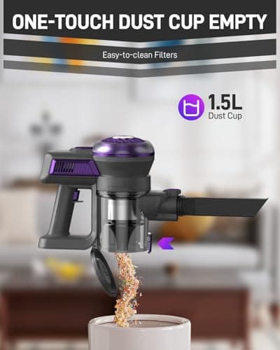 Cordless Vacuum Cleaner, Lightweight Stick Vacuum for Home, Handheld Cordless Vacuum for Hardwood Floor, Carpet & Pet Hair, Powerful Suction, Self-Standing, Purple