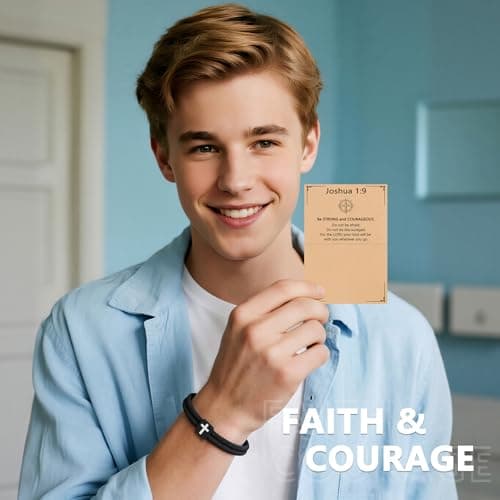 UNGENT THEM Men Adjustable Rope Cross Bracelet - Easter Christmas Christian Baptism Birthday Gifts for Teens