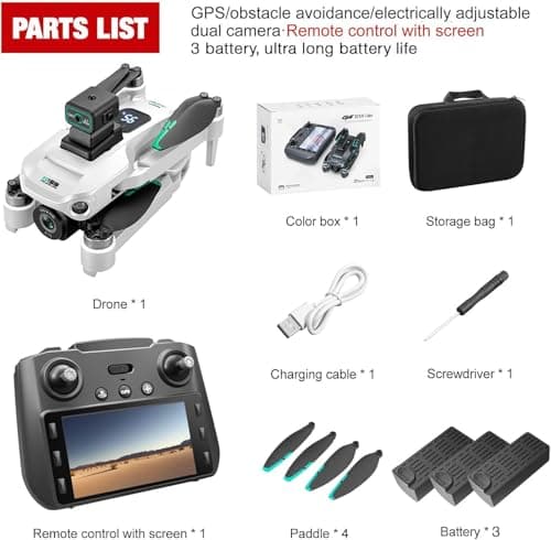 4K GPS Drone with Camera for Adults - 5G Remote Controller with 5.9 Inch Screen,Under 249g,Obstacle Avoidance, 60 Min Flight, Foldable Drone for Adults Beginners.(white)