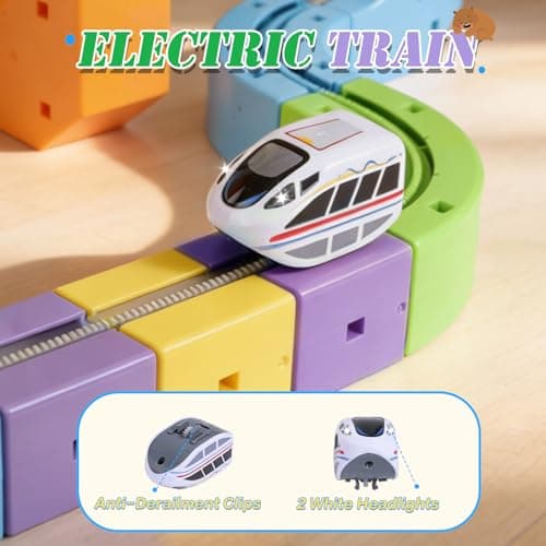 Electric Train Set, Magic Track Toy for Kids Aged 4 5 6 7 8 9, 3D Cube Track, DIY STEM Learning Toys with Infinity Train, Anti-Gravity Race Track (Advanced Edition (1 Vehicle + 34 Cubes))