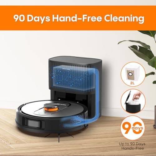 Robot Vacuum and Mop with Self-Emptying, 5000Pa Robotic Vacuum with Mapping, LiDAR Navigation, 90-Day Hands-Free Cleaning, Wi-Fi/App/Alexa Control, No-Go Zones,Ideal for Pet, Hard Floors, Carpet