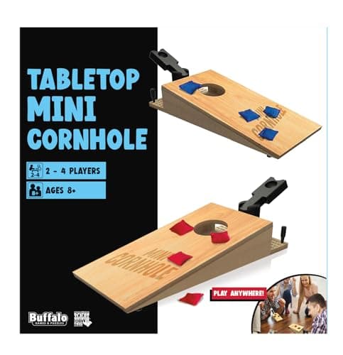 Tabletop Mini Cornhole – Dexterity Skill Game for Families | Portable Cornhole Toss Game for Kids Ages 8+ & Adults | Competitive Two‑Player Party Game Fun