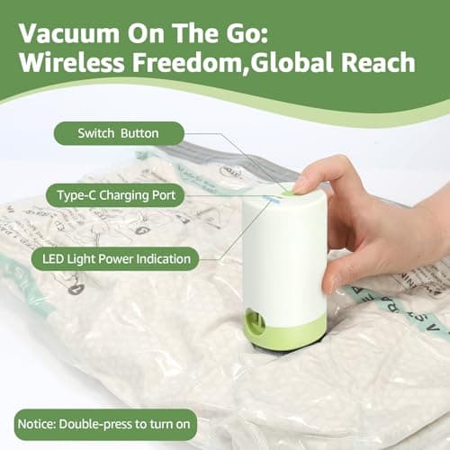 Vacuum Bags for Travel with Rechargeable air Pump, 9 Packs of 3 Sizes Vacuum Seal Bags for Clothing (9 Combo Set)