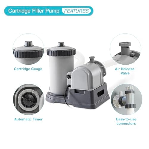 INTEX C2500 Krystal Clear Cartridge Filter Pump for Above Ground Pools: 2500 GPH Pump Flow Rate – Improved Circulation and Filtration – Easy Installation – Improved Water Clarity – Easy-to-Clean