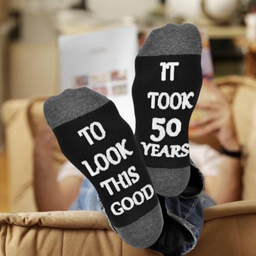 40th 50th 60th Birthday Gifts For Him, Men 40th 50th 60th Birthday Decorations, Cool Gifts Funny Crews Black Cotton Socks