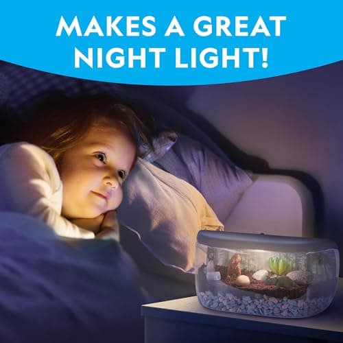 National Geographic Light Up Dinosaur Terrarium Kit for Kids – Build a Dino Habitat with Real Plants & Gemstones, Night Light, Science Kit, Dinosaur Toys for Kids Ages 6 7 8 9 (Amazon Exclusive)