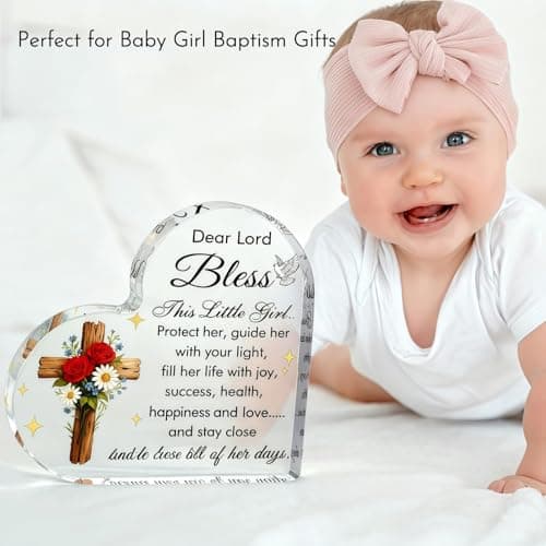 Baby Girl Baptism Gifts, Christmas First Communion Catholic Confirmation Gifts for Newborn BabyGirl, Acrylic Plaque Christian Christening Dedication Baptismal Gift for Teenage, Little Girl