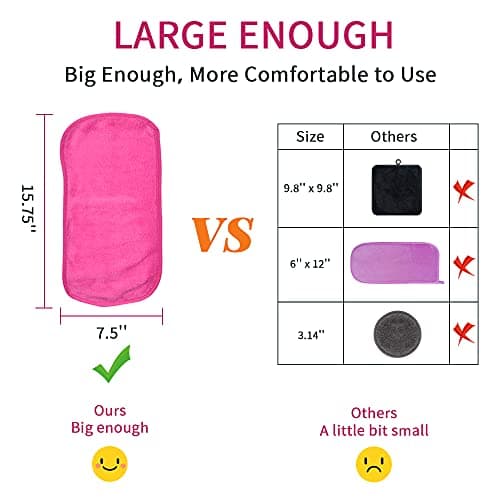 UWEME Makeup Remover Cloths 4 Count: Microfiber Reusable Fast Drying Washcloth, Face Towels for Women