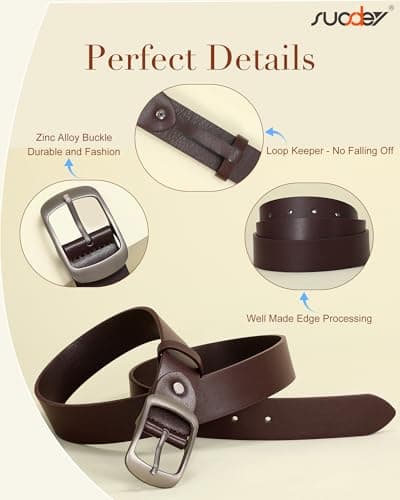 SUOSDEY Women Belts For Jeans Dresses Pants Ladies Leather Waist Belt with Elegant Buckle, Width 1.3"